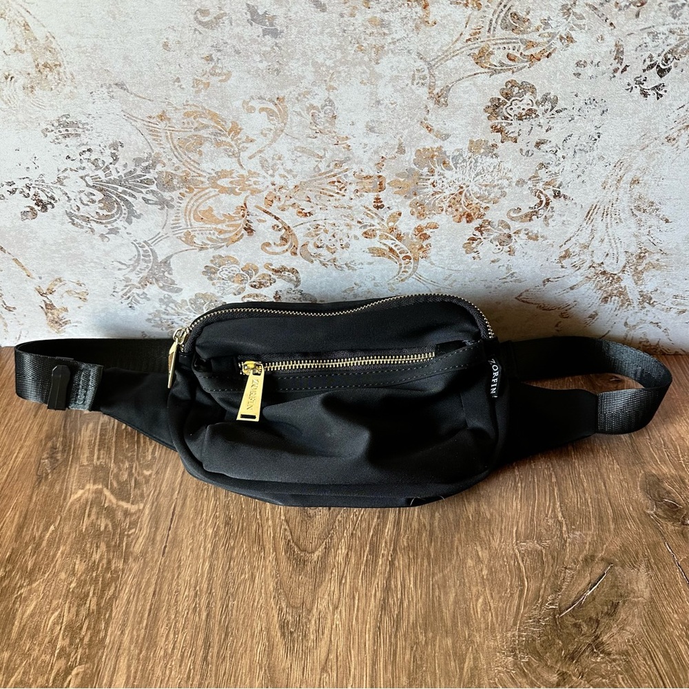 Black Fanny Pack with Gold Accents